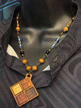 6-Wood Diamond Pendant with Vintage, Amethyst, Wood Beads