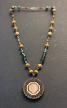 5-Wood Gear Pendant with Jasper, Vintage, and Wood Beads