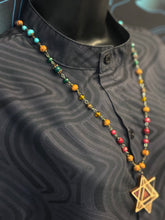 10-Wood Merkaba Pendant with Turquoise, Vintage and Wood Beads