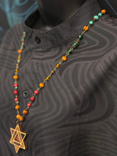 10-Wood Merkaba Pendant with Turquoise, Vintage and Wood Beads