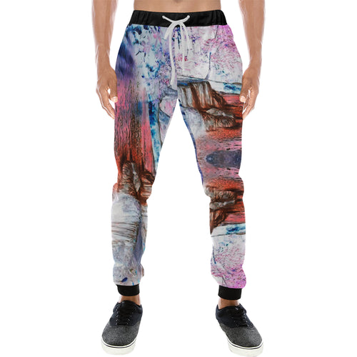 Orchid Joggers Men's All Over Print Sweatpants (Model L11)