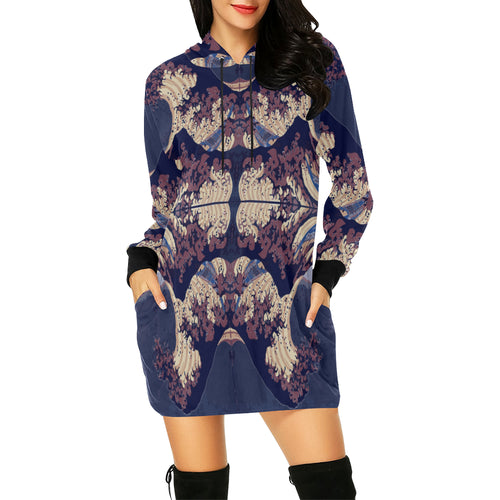 Midnight Off of Kanagawa Hooded Dress