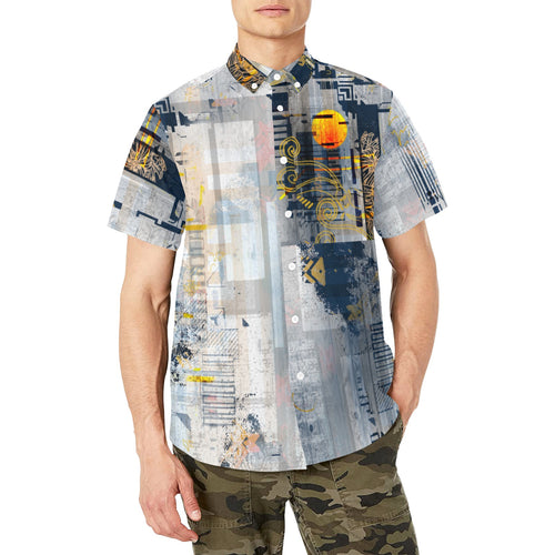 Sunset Schematics Short Sleeve Shirt with Chest Pocket