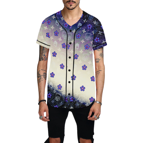 Lewis Towers in Blue and White Baseball Jersey