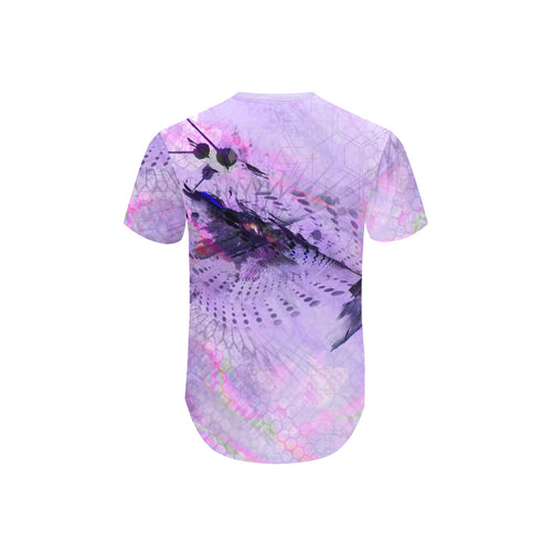 Fuchsia Rift Curved Hem T-Shirt