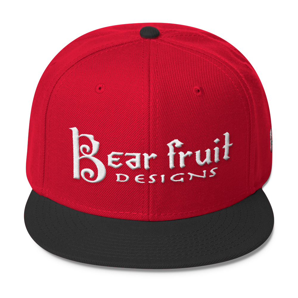 Red and Black Bear Fruit Snapback Hat