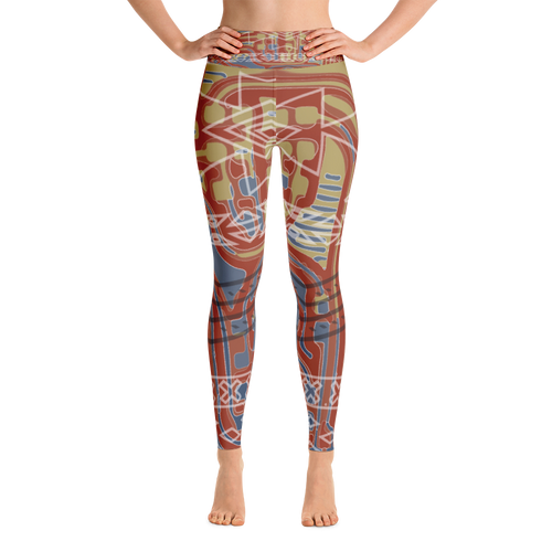 Aztech in Gold and Red Leggings