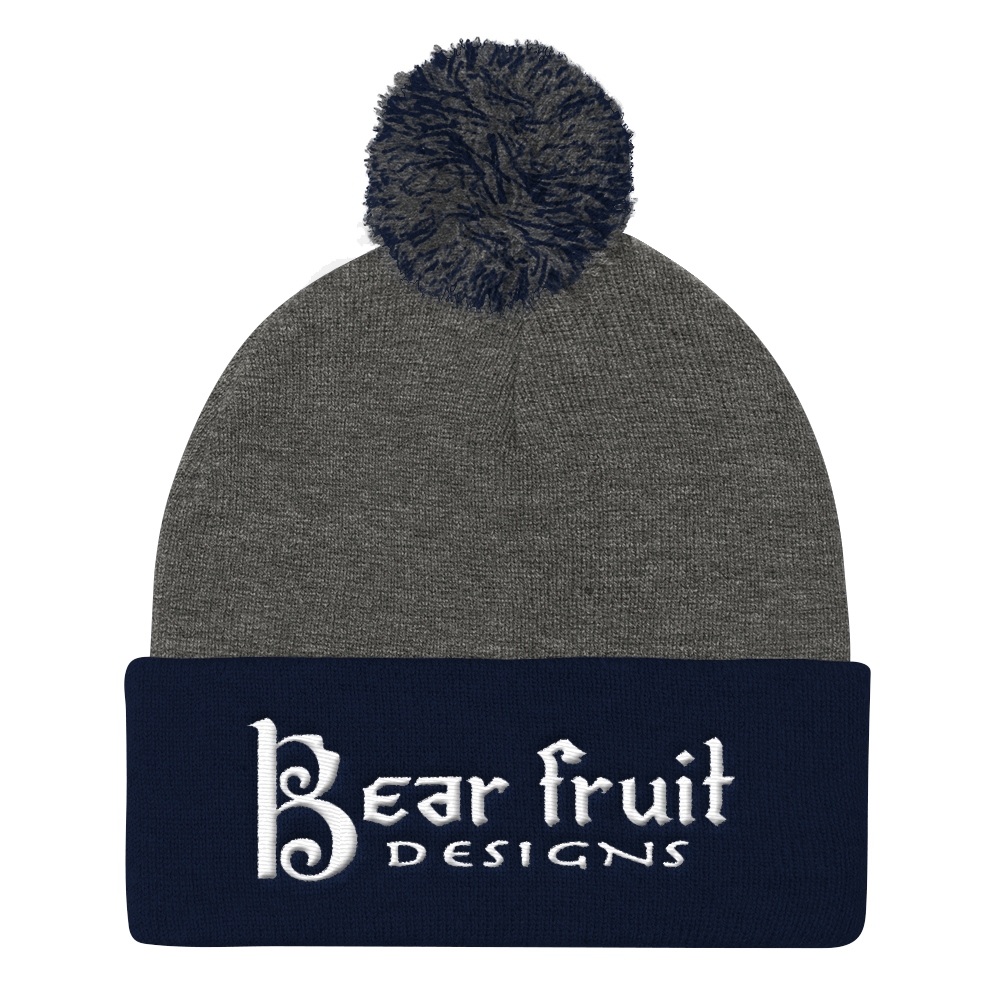 Grey and Navy Bear Fruit Beanie