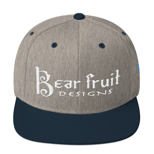 Grey and Navy Bear Fruit Snapback Hat