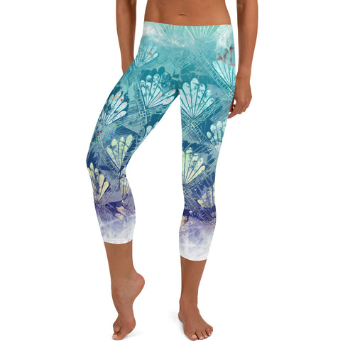 Gilded Lily in White  Capri Leggings